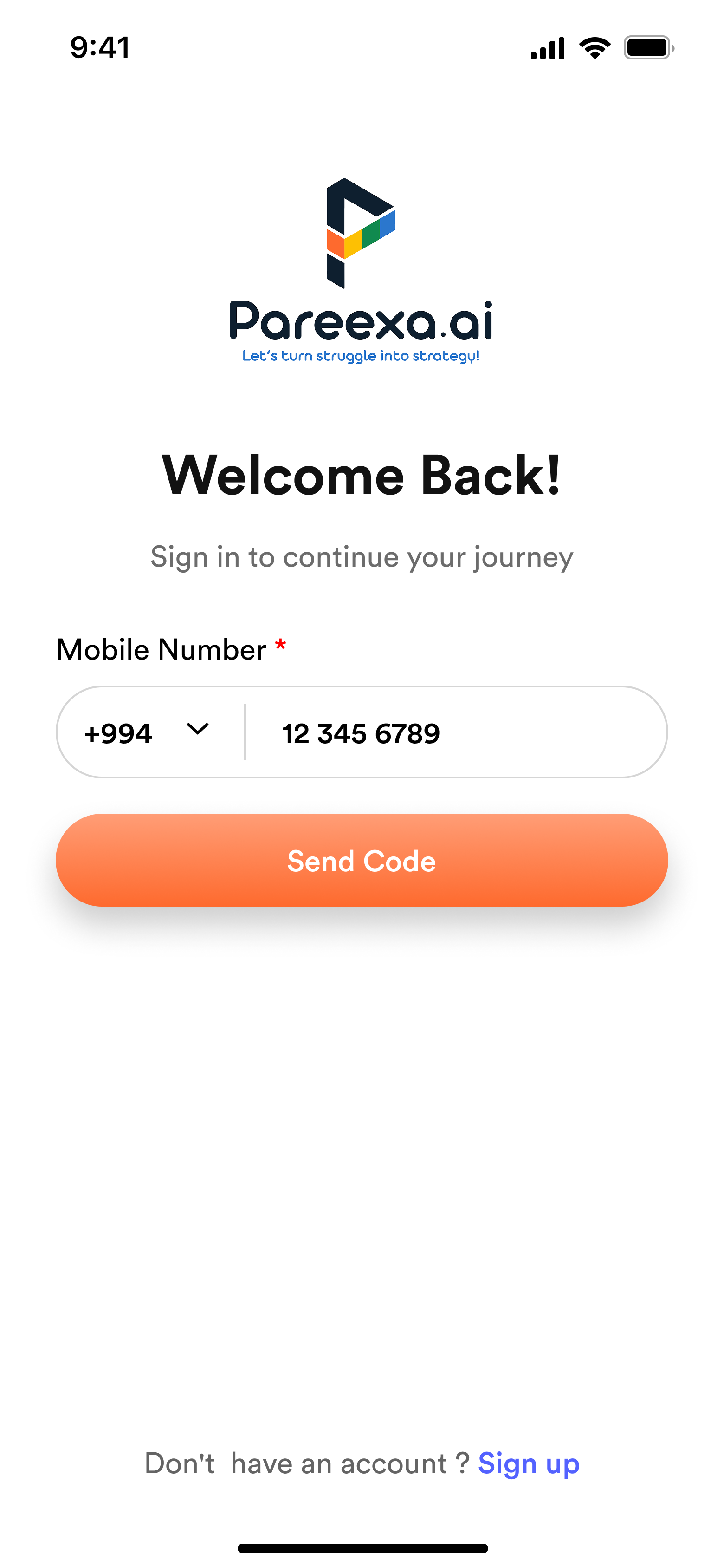 Pareexa.ai sign-in screen